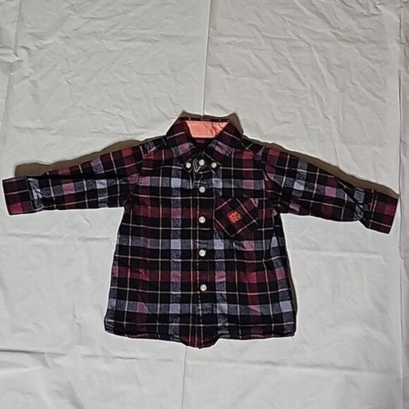 Andy & Evan Boy 12-18 Month Plaid Long Sleeve Button Front Shirt w/Elbow Patches - Picture 2 of 11
